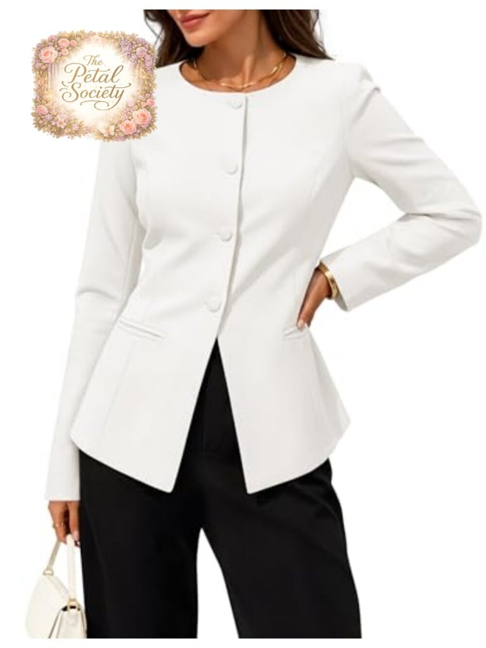 Women's Business Casual Blazer Suit Jacket Button Down Long Sleeve Work